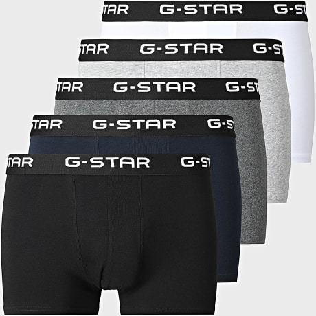 G-Star - Lot De 5 Boxers D29454 Noir Blanc Gris Bleu Marine