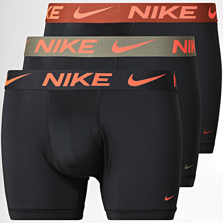 Nike - Lot De 3 Boxers Essential Micro KE1157 Noir Vert Kaki Marron