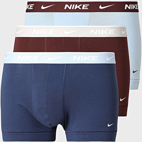Nike - Lot De 3 Boxers Essential Cotton Stretch KE1284 Marron Bleu Clair Bleu Marine Beige
