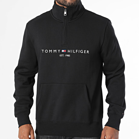 Tommy Hilfiger - Sweat Col Montant Zippé Logo Mockneck 0954 Noir