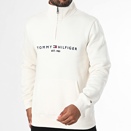 Tommy Hilfiger - Sweat Col Montant Zippé Logo Mockneck 0954 Beige Clair