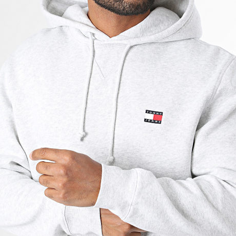 Tommy Jeans - Sweat Capuche Badge 3606 Gris Chiné Clair