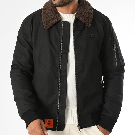 Bombers Original - Chaqueta Bomber Cuello de Borrego Redval Negro Marrón