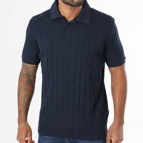 Calvin Klein - Polo Kurzarm Mercerized Emblem Jacquard LE203 Marineblau