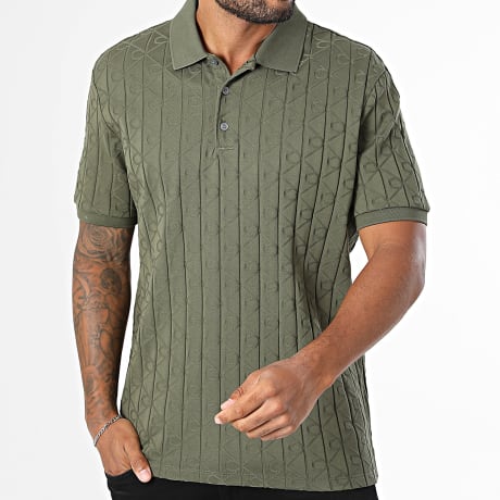 Calvin Klein - Polo Kurzarm Mercerized Emblem Jacquard LE203 Khakigrün