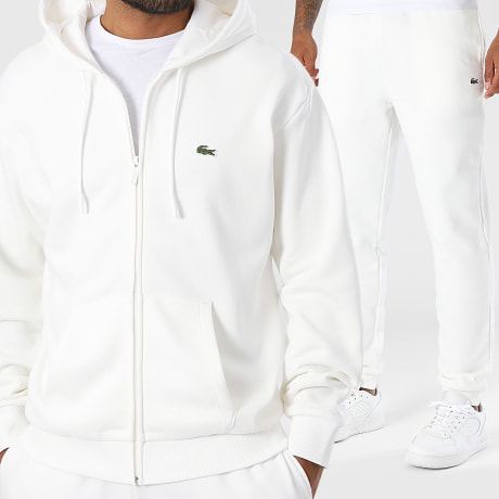 Lacoste - Conjunto de chándal con logo bordado Cocodrilo Beige Claro
