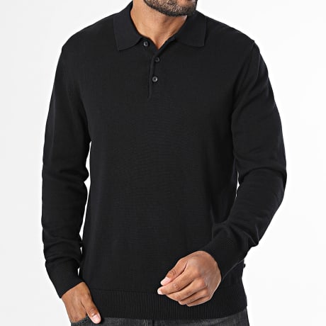 Jack And Jones - Polo de manga larga Basic Knit Negro