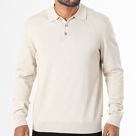 Jack And Jones - Polo de manga larga Basic Knit Beige Claro