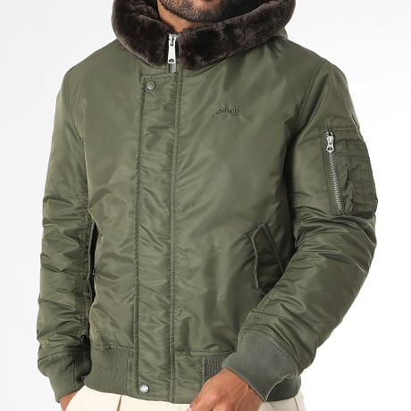 Schott NYC - Jas met capuchon met rits Aivewood Kaki Groen