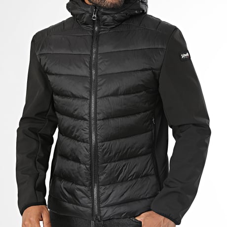 Schott NYC - Jass met capuchon met rits Kalweel Zwart