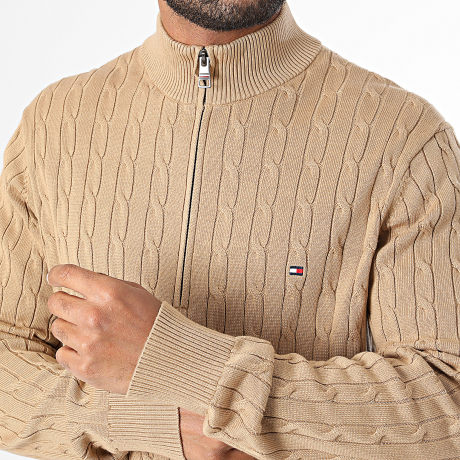 Tommy Hilfiger - Pull Classic Cable Zip 6532 Camel