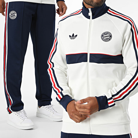 Adidas Originals - Ensemble De Survêtement A Bandes Bayern Munich KG2240 KG2241 Blanc Bleu Marine