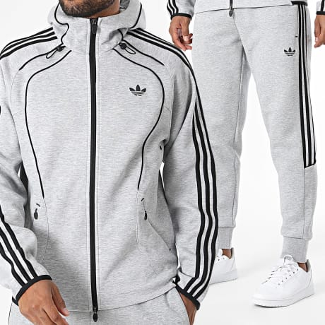 Adidas Originals - Completo Survêtement A Bande Spacer Teamgeist KR7070 KR7072 Grigio Mélange
