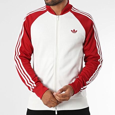 Adidas Originals - Veste Zippée A Bandes SST TT KT5039 Blanc Rouge