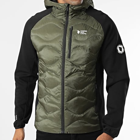 Comme Des Loups - Chaqueta con capucha y cremallera Performer verde kaki negro