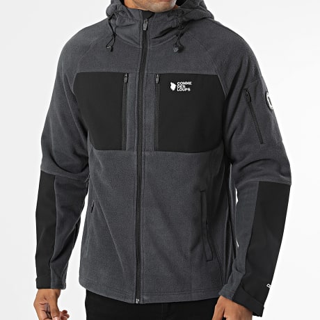 Comme Des Loups - Chaqueta con capucha y cremallera Peak gris antracita negro