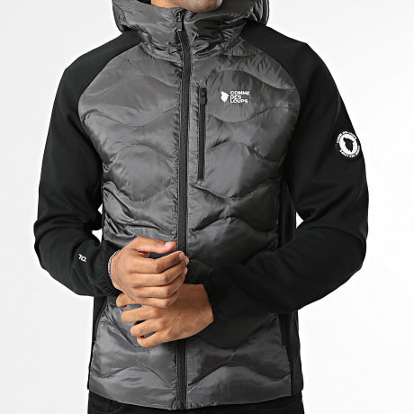 Comme Des Loups - Chaqueta Con Capucha Con Cremallera Performer Negro Gris