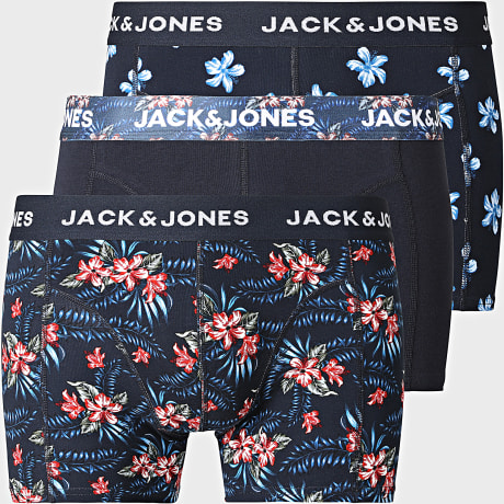 Jack And Jones - Pack de 3 Boxers Lamine Flower Azul Marino Floral