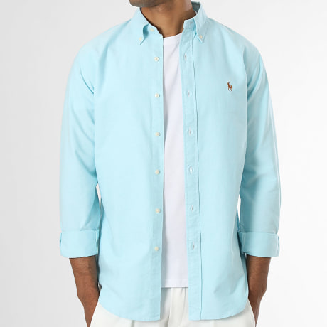 Polo Ralph Lauren - Chemise Manches Longues Custom Fit Oxford Bleu Clair