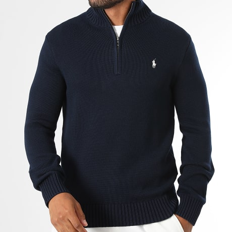 Polo Ralph Lauren - Pull Col Zippé Original Player Bleu Marine