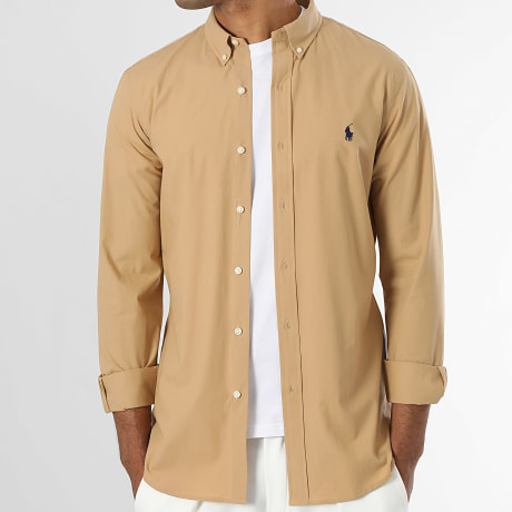 Polo Ralph Lauren - Chemise Manches Longues Slim Fit Stretch Original Player Camel