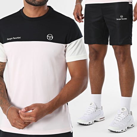 Sergio Tacchini - Conjunto Camiseta y Pantalón Corto Agnone Prave 40845 41557 Negro Rosa Claro