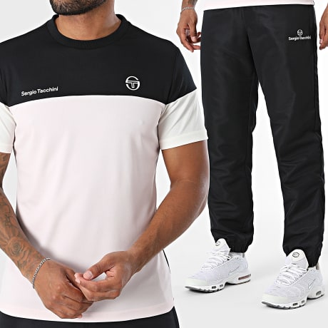 Sergio Tacchini - Conjunto de pantalón chándal Carson Prave 40845 40850 Negro Rosa Claro