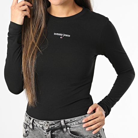 Tommy Jeans - Camiseta Manga Larga Slim Mujer Classic Logo 3248 Negro