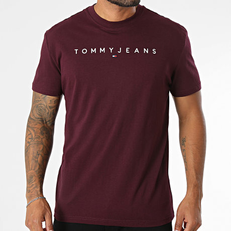 Tommy Jeans - Camiseta Linear Logo 0744 burdeos