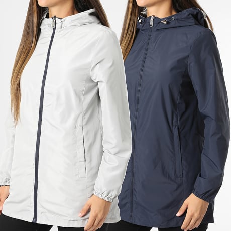 Classic Series - Coupe-Vent Réversible Femme 101 Bleu Marine Gris Clair
