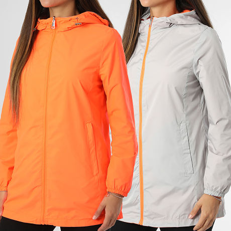Classic Series - Coupe-Vent Réversible Femme 101 Orange Fluo Gris Clair