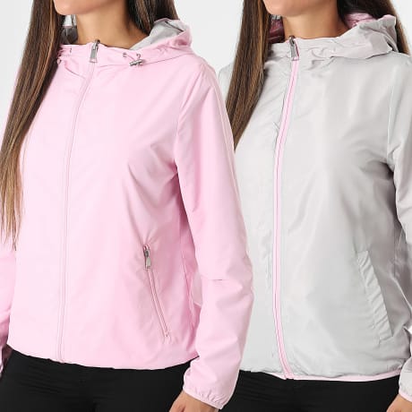 Classic Series - Coupe-Vent Capuche Réversible Femme 100 Rose Clair Gris Clair