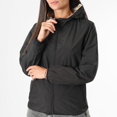 Classic Series - Coupe-Vent Capuche Réversible Femme 100 Noir Beige
