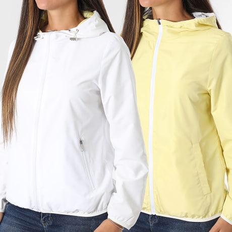 Classic Series - Coupe-Vent Capuche Réversible Femme 100 Blanc Jaune Clair