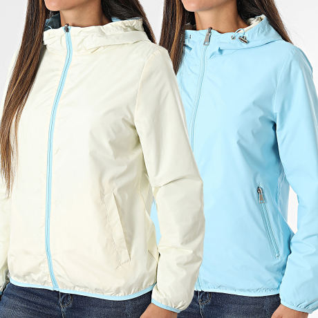 Classic Series - Coupe-Vent Capuche Réversible Femme 100 Bleu Clair Beige Clair