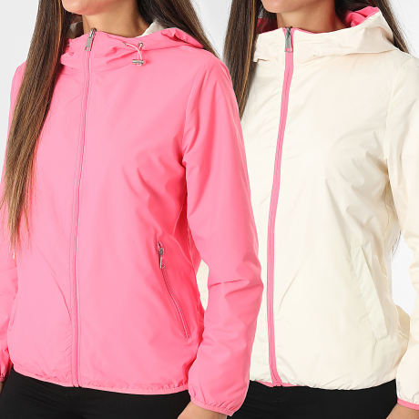 Classic Series - Antivento con Cappuccio Reversibile Donna 100 Rosa Fluo Beige