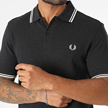 Fred Perry - Polo Manches Courtes Twin Tipped MM3600 Noir Chiné