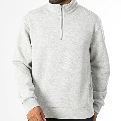 Ikao - Sweat Col Zippé 662 Gris Chiné