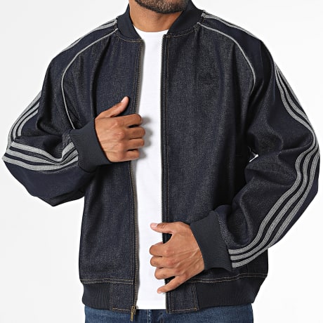 Adidas Originals - Veste En Jean Zippée A Bandes SST Adicolor KS6926 Bleu Marine