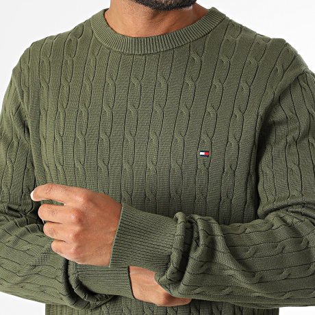 Tommy Hilfiger - Pull Classic Cotton Cable 3132 Vert Kaki