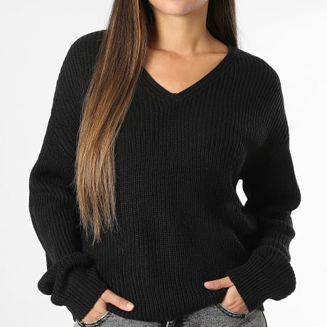Only - Pull Col V Femme Evie Noir