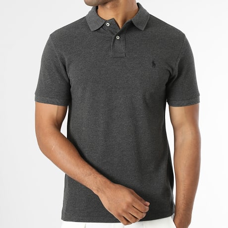 Polo Ralph Lauren - Polo Korte Mouwen Slim Original Player Antraciet Grijs Gevlamd