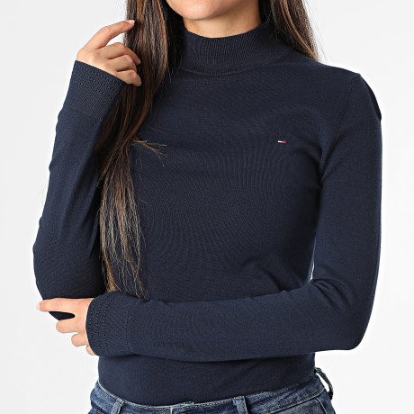 Tommy Hilfiger - Pull Slim Femme Cotton Jersey 1383 Bleu Marine