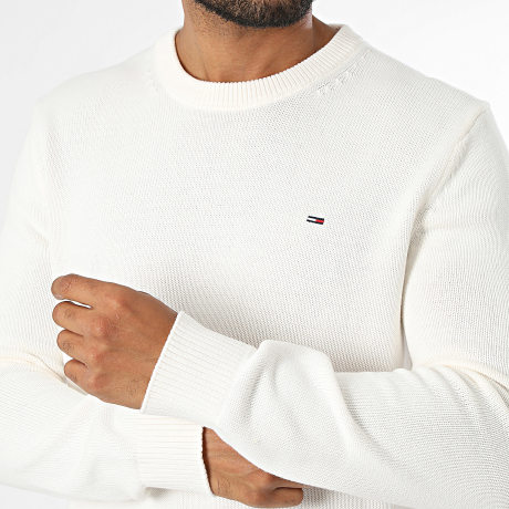 Tommy Jeans - Pull Slim En Maille Essential 1787 Beige Clair
