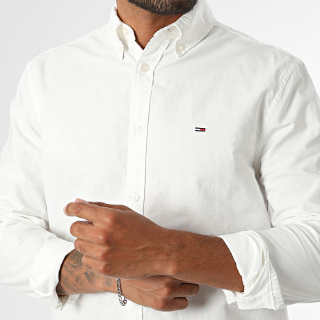 Tommy Jeans - Camicia Maniche Lunghe Regular Fit Oxford 3711 Bianco
