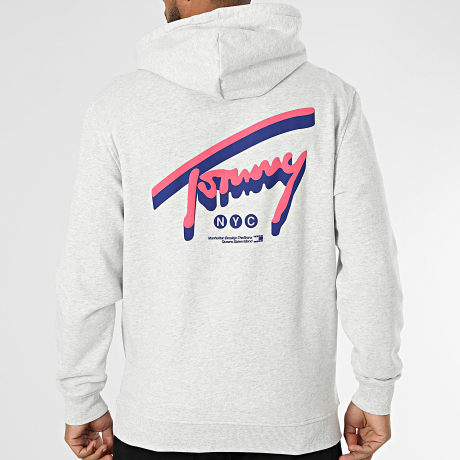Tommy Jeans - Sweat Capuche Regular Fit NYC Signature 3583 Gris Chiné Clair