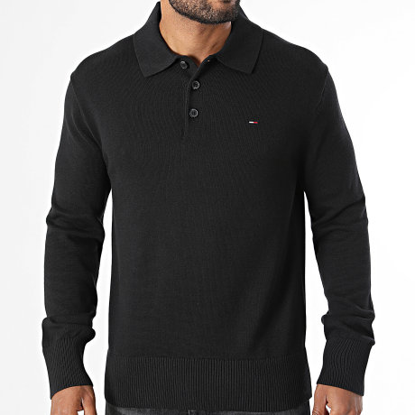 Tommy Jeans - Polo de Manga Comprida Slim Essential 0304 Preto