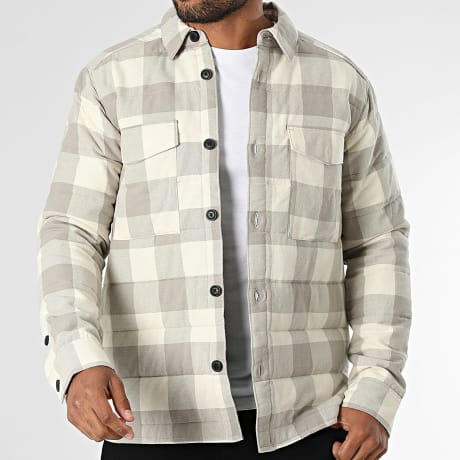 Only And Sons - Chaqueta Con Botones A Cuadros Gudmund Beige Gris Claro