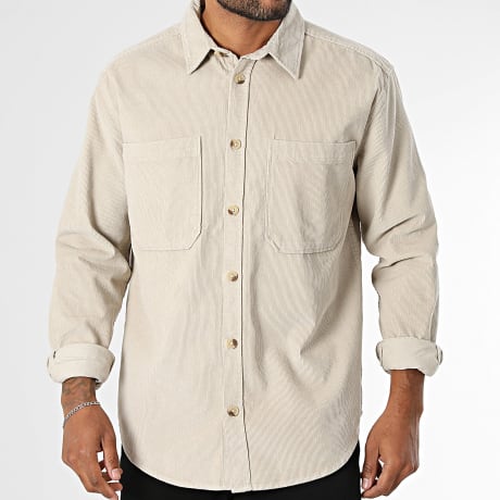 Only And Sons - Surchemise Velours Côtelé Wash Cord Beige Clair