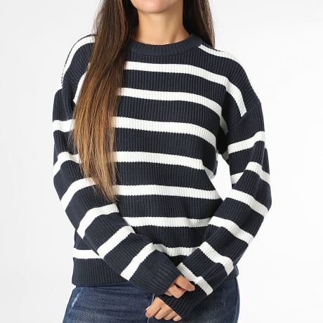 Tiffosi - Pull A Rayures Femme Magnet 10067370 Bleu Marine Blanc